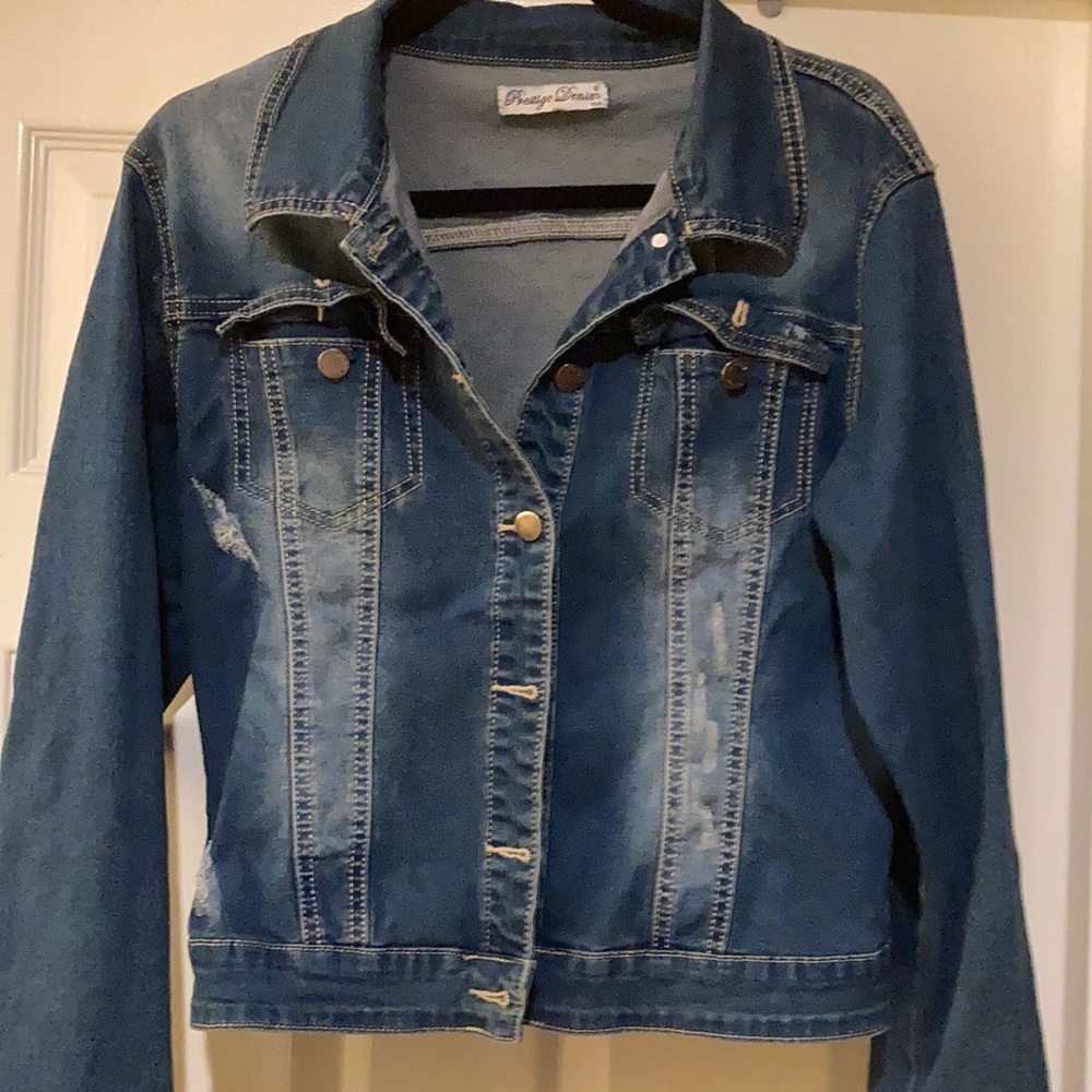 Distressed jean jacket